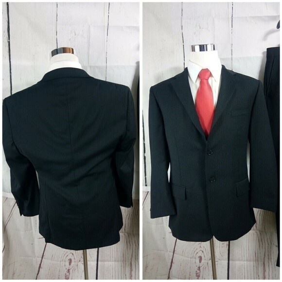 Axcess A Claiborne Company 42S Wool 2 Button Black Pinstripe 2pc Suit 34x30 FF - Picture 6 of 9